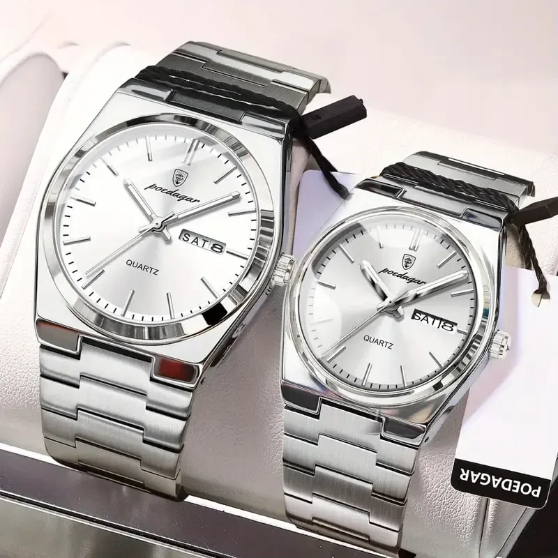 Poedagar Silver Dial Couple Watch- 786